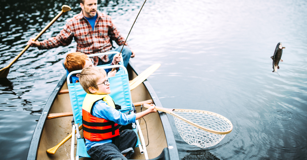 Family Fishing in Canoe