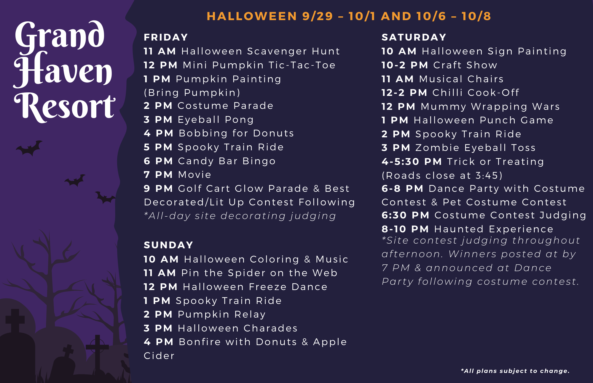 2023 Halloween Calendars Outdoor Adventures Resorts