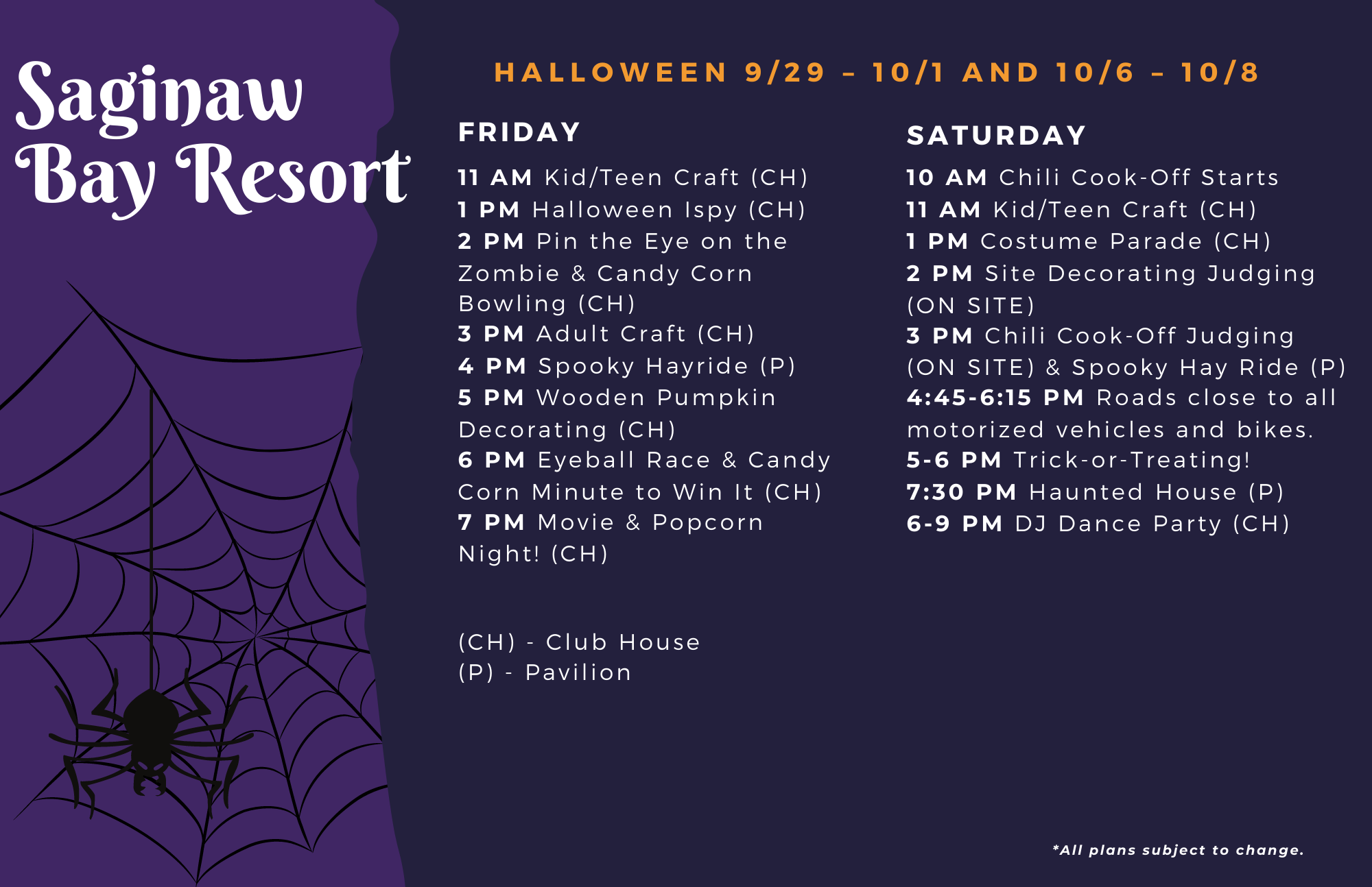 2023 Halloween Calendars Outdoor Adventures Resorts