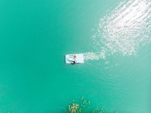 Paddle boat on lake